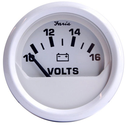 Faria Dress White 2" Voltmeter (10-16 Vdc)