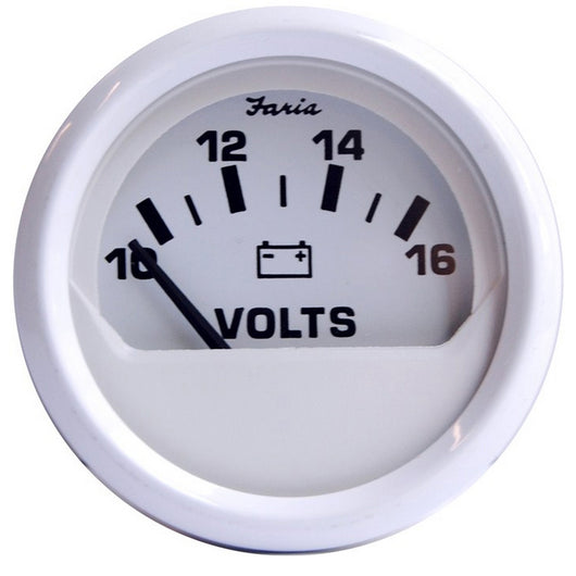 Faria Dress White 2" Voltmeter (10-16 VDC) image 1