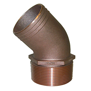 Groco 3/4" Npt Bronze 45 Degree Pipe To 3/4" Hose