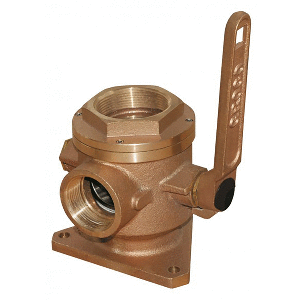 Groco 4" Bronze Flanged Seacock & Adaptor W/3" Npt Side Port