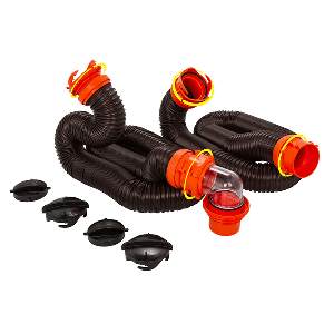 Camco Rhinoflex 20' Sewer Hose Kit W/4 In 1 Elbow Caps