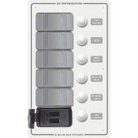 Blue Sea 8421 - 5 Position Contura Switch Panel W/dual Usb Chargers - 12/24v Dc - White