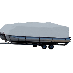 Carver Sun-DURA&reg; Styled-to-Fit Boat Cover f/23.5' Pontoons w/Bimini Top &amp; Rails - Grey image 0