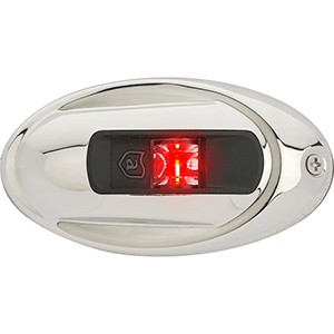 Attwood Lightarmor Vertical Surface Mount Navigation Light - Oval - Port (red) - Stainless Steel - 2nm
