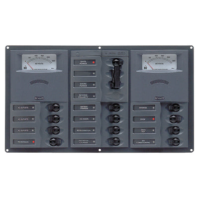 BEP AC Circuit Breaker Panel w/Analog Meters, 12SP 2DP AC230V Stainless Steel Horizonal image 1