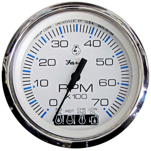 Faria Chesapeake White Ss 4" Tachometer W/systemcheck Indicator - 7000 Rpm (gas) (johnson/evinrude Outboard)