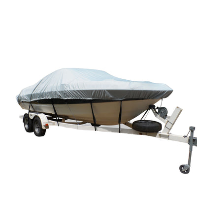 Carver Flex-Fit&trade; PRO Polyester Size 3 Boat Cover f/Fish &amp; Ski Boats I/O or O/B &amp; Wide Bass Boats - Grey image 1