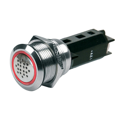 BEP 12V Buzzer With Red LED Warning Light - Stainless Steel