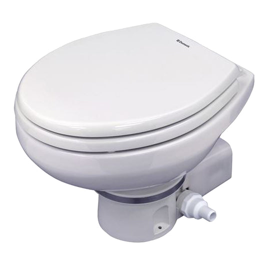 Dometic MasterFlush 7160 White Electric Macerating Toilet - 12V w/Orbit Base &amp; Raw Water Flush image 1