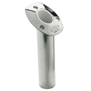 C.E. Smith Flush Mount Rod Holder - 30 Degree &amp; 9" Depth - Stainless Steel - Cast Bottom - White Vinyl Liner image 0
