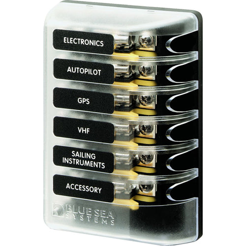 Blue Sea 5018 ST Glass Fuse Block w/out Negative Bus - 6-Circuit