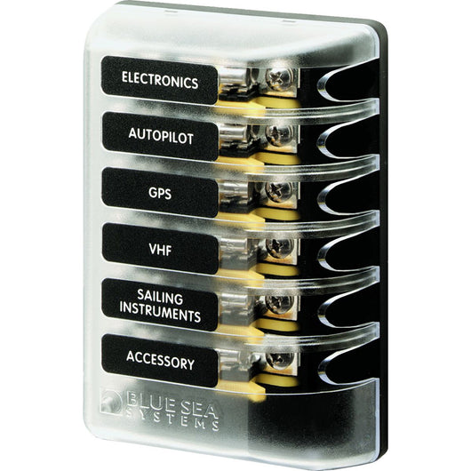 Blue Sea 5018 ST Glass Fuse Block w/out Negative Bus - 6 Circuit image 1