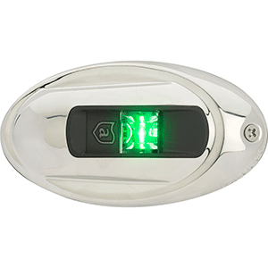Attwood LightArmor Vertical Surface Mount Navigation Light - Oval - Starboard (green) - Stainless Steel - 2NM image 0