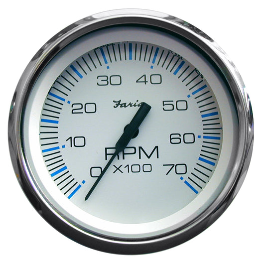 Faria Chesapeake White SS 4" Tachometer - 7000 RPM (Gas) (All Outboards) image 1