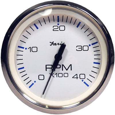 Faria Chesapeake White SS 4" Tachometer - 4000 RPM (Diesel) (Magnetic Pick-Up) image 1